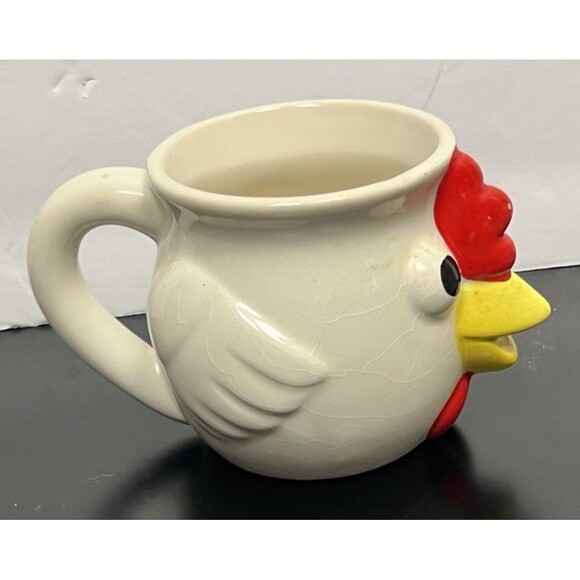 Rooster Chicken Creamer Syrup Pitcher Egg Separator Ceramic White Country Farm - Picture 4 of 8